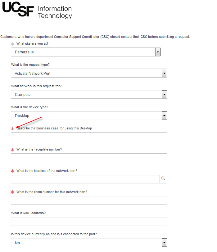 How to Submit Network Port Requests UCSF IT